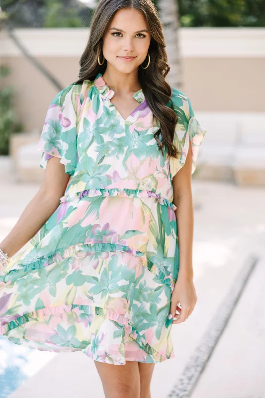 Perfectly You Green Floral Babydoll Dress