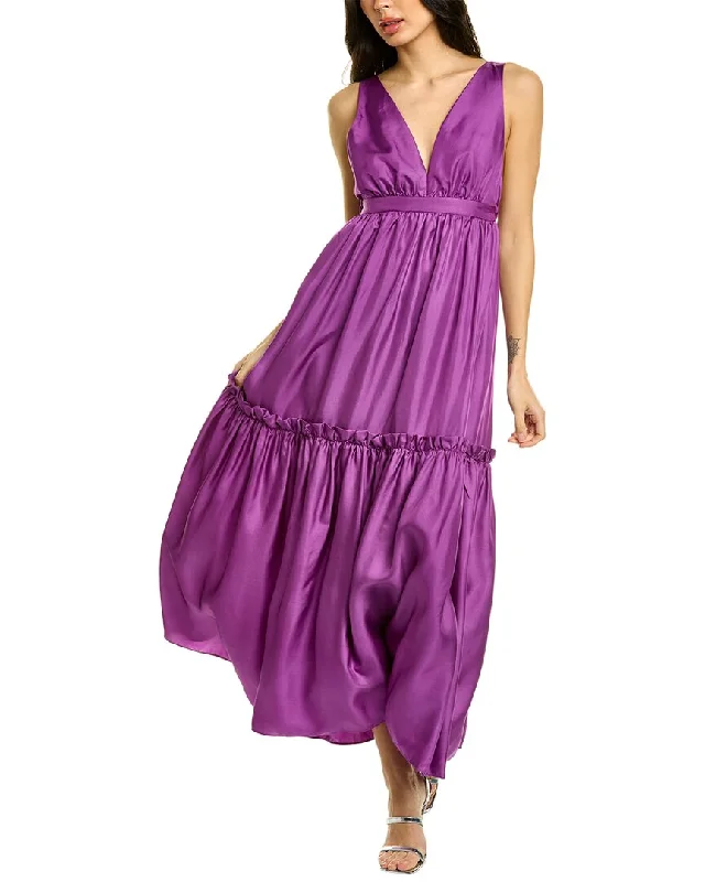 Cynthia Rowley Ruffle Silk Maxi Dress