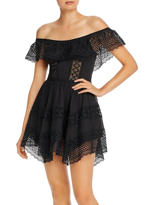 Vaiana Womens Crochet Party Mini Dress