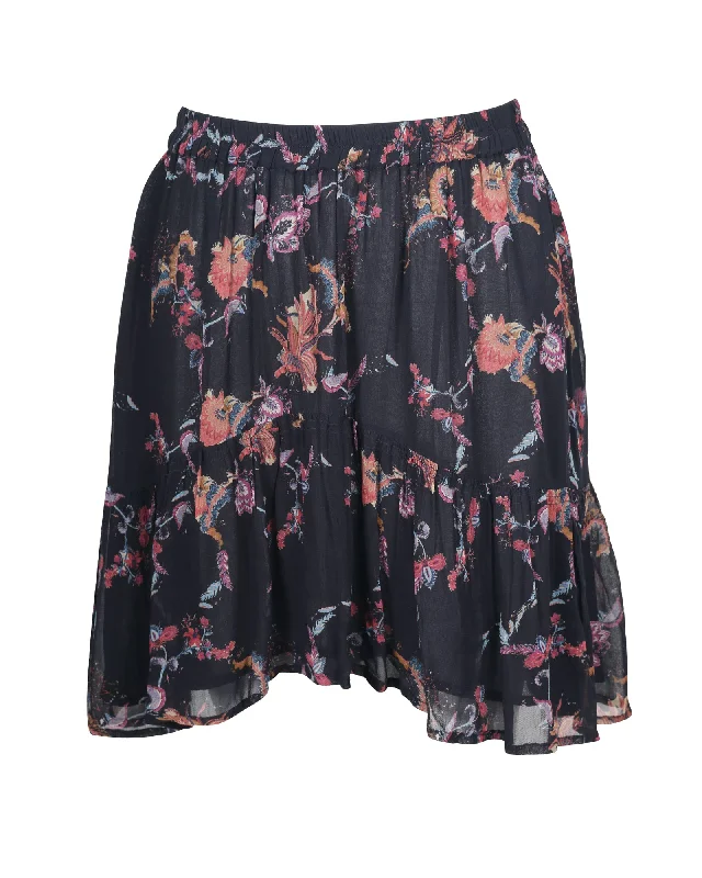 Iro Asymmetric Mini Skirt in Floral Printed Viscose