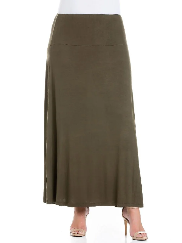 Plus Womens Knit Long Maxi Skirt