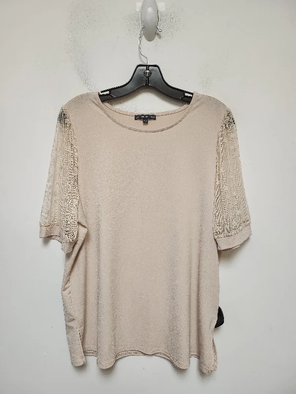 Top Short Sleeve By Adrianna Papell In Tan, Size: L