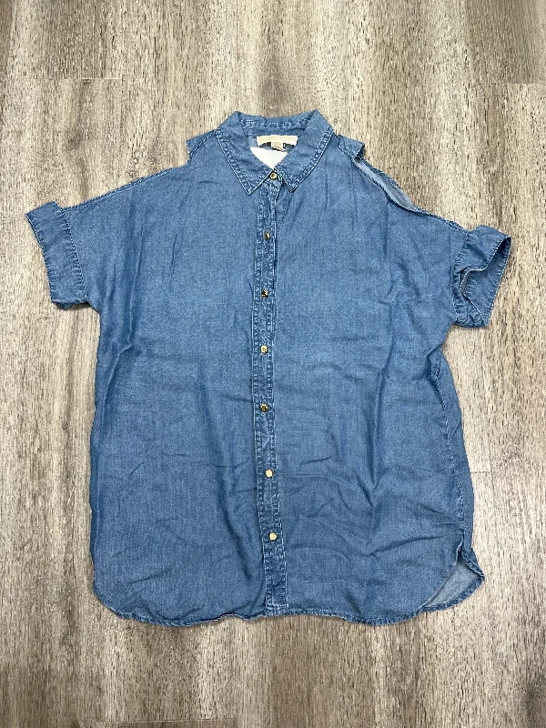 Top Short Sleeve By Michael By Michael Kors In Blue Denim, Size: S