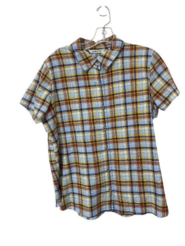 Top Short Sleeve By Orvis In Plaid Pattern, Size: S