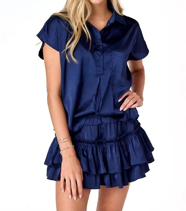 Willow Satin Mini Skirt In Navy