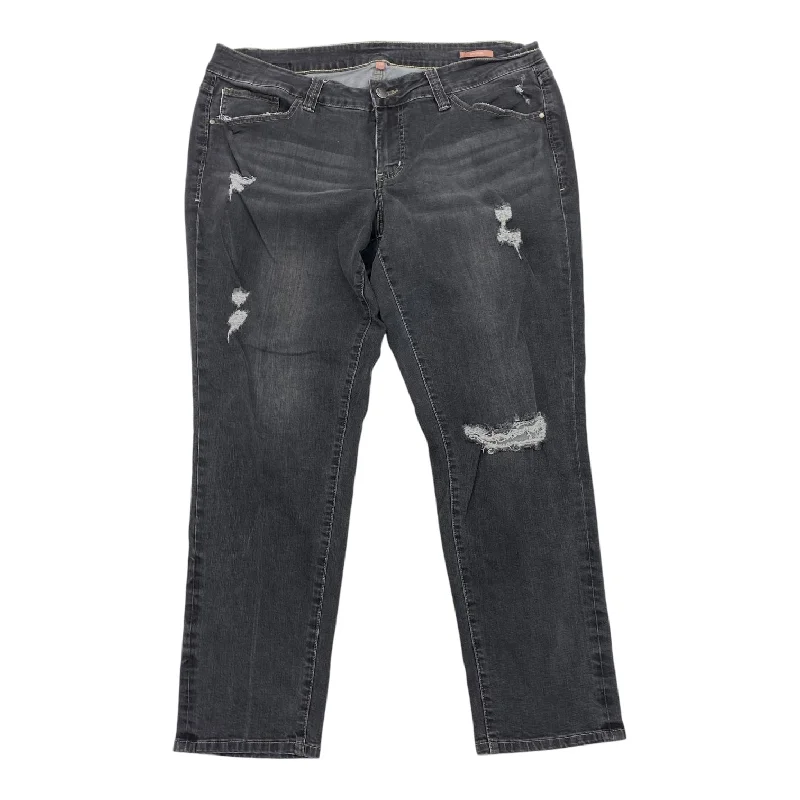 Jeans Straight By Jag In Black Denim, Size:18