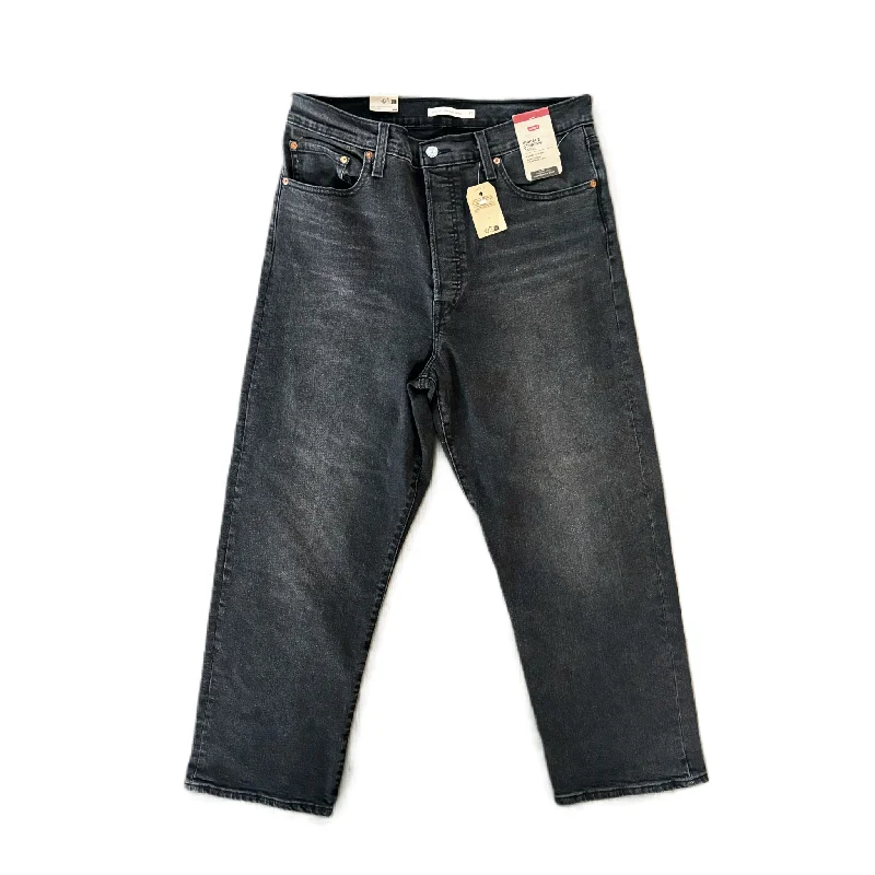 Jeans Straight By Levis In Grey Denim, Size: 16