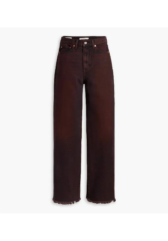 Ribcage Wide Leg Jeans In Cherry Cordial Red