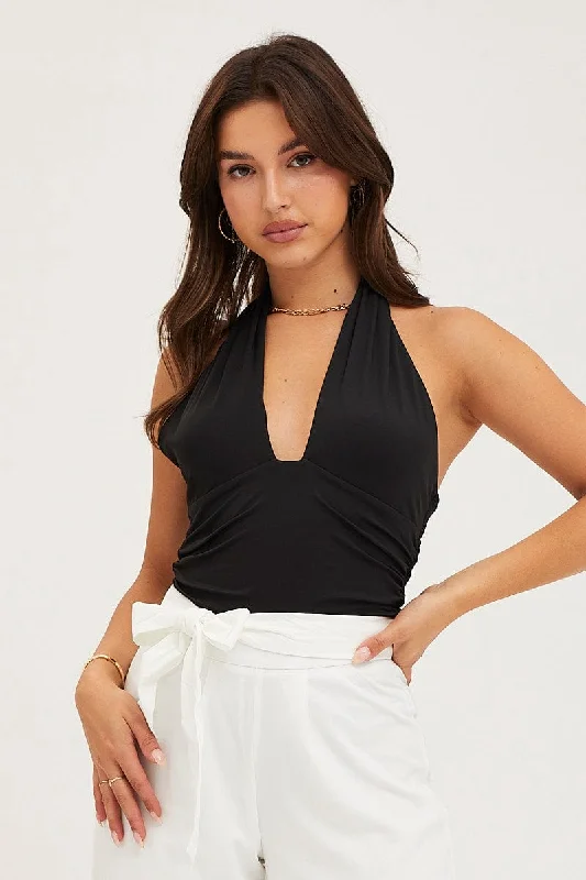 Black Bodysuit Halter Neck