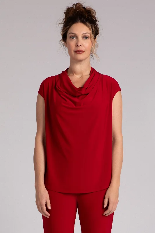 Draped Cowl Top | Red