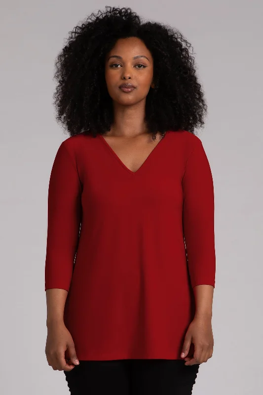 Nu Ideal V-Neck Tunic | Red