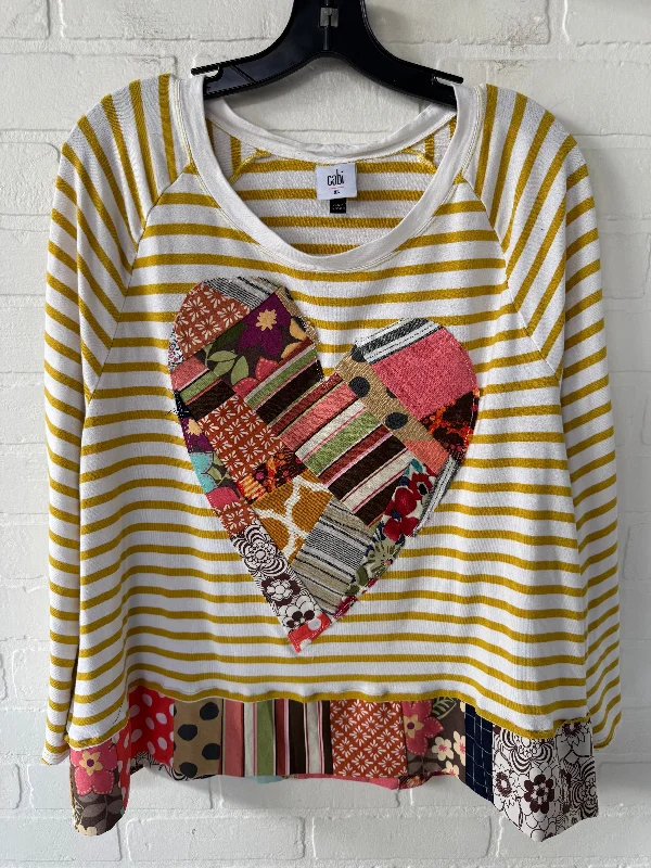 Top Long Sleeve By Cabi In Cream & Yellow, Size: Xl