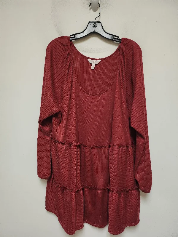 Top Long Sleeve By Lc Lauren Conrad In Red, Size: 2x