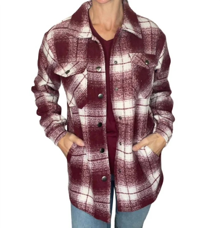 Norah Plaid Shaket In Burgundy