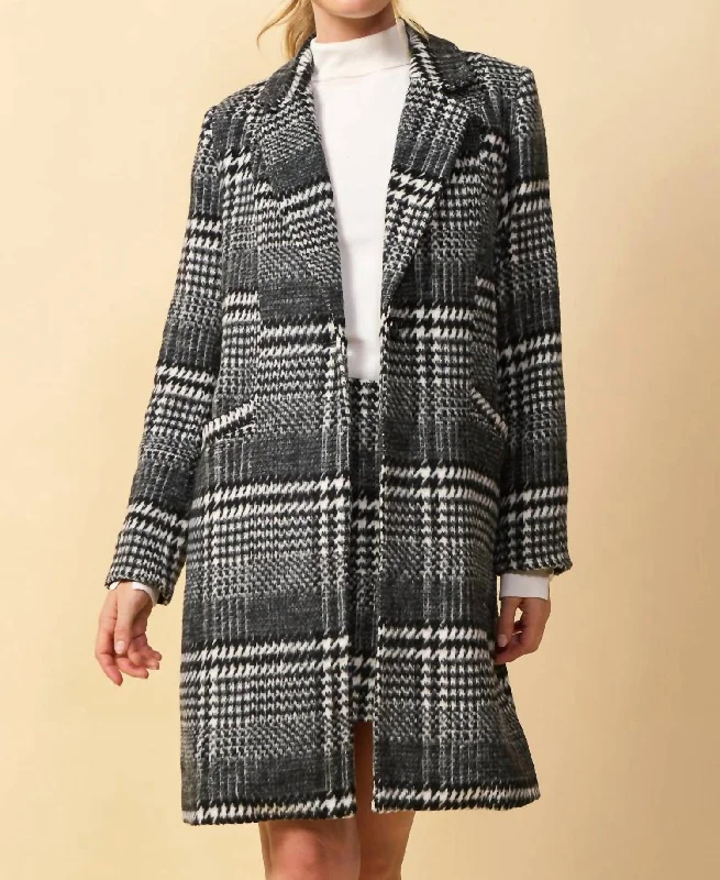 Percy Plaid Jacket In Black White