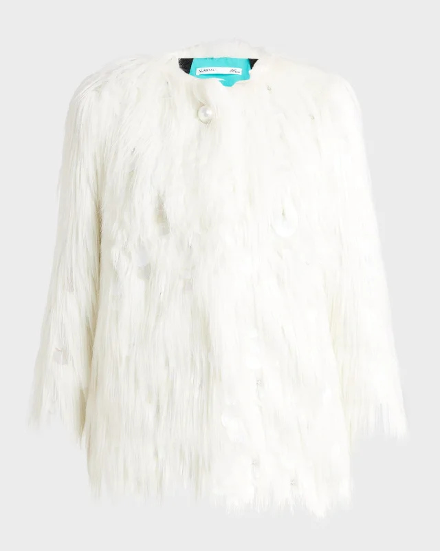 Ross Gold Embellished Faux Fur Jacket