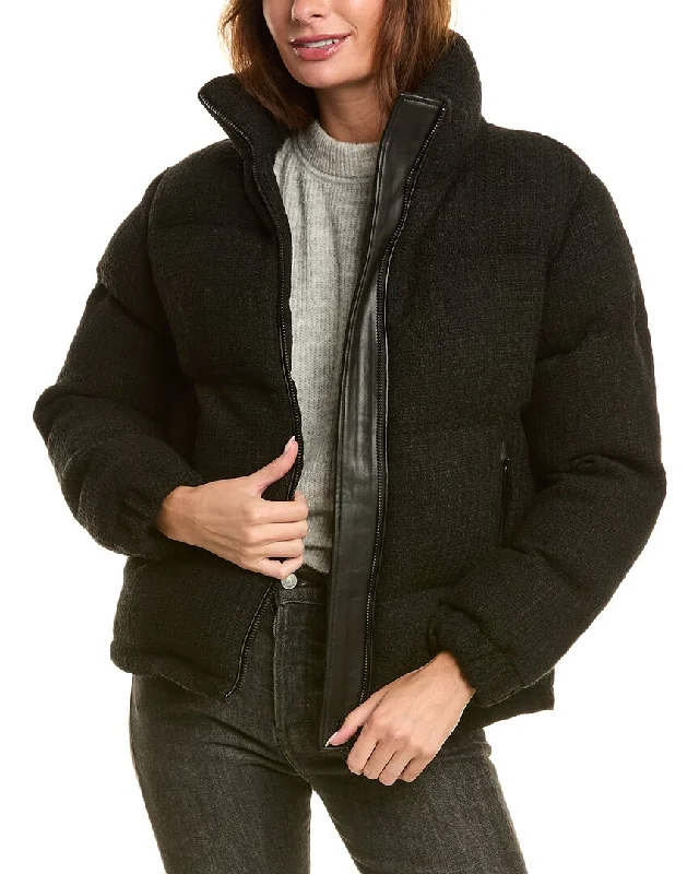 The Kooples Tweed Puffer Coat