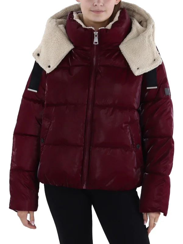 Womens Faux Fur Lined Quilted Puffer Jacket