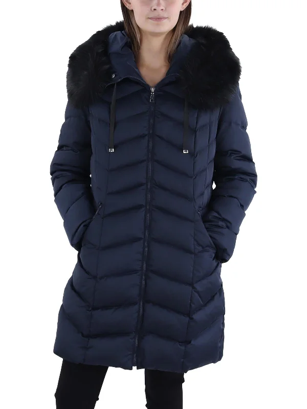 Womens Insulated Faux Fur Trim Puffer Jacket