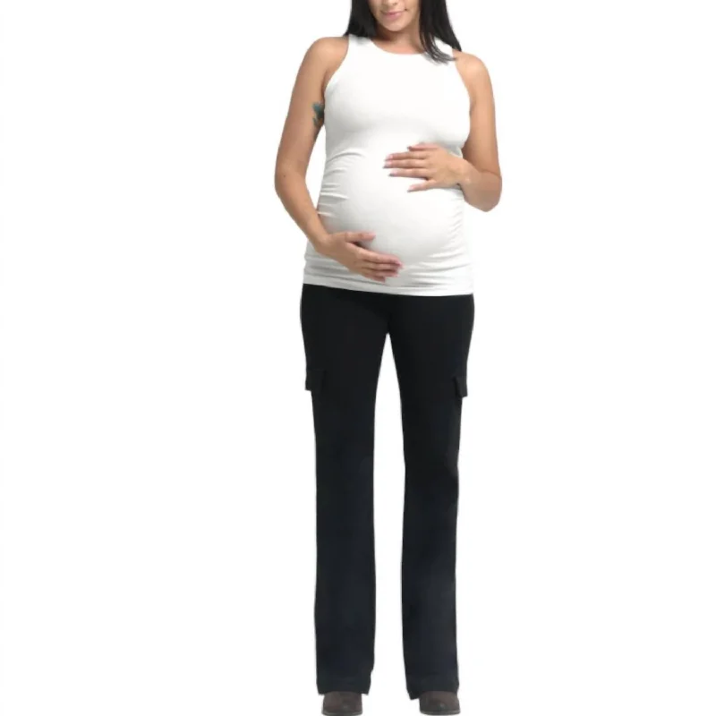 33" Maternity Better Butter Cargo Bootcut Jean With Bellyband In Black