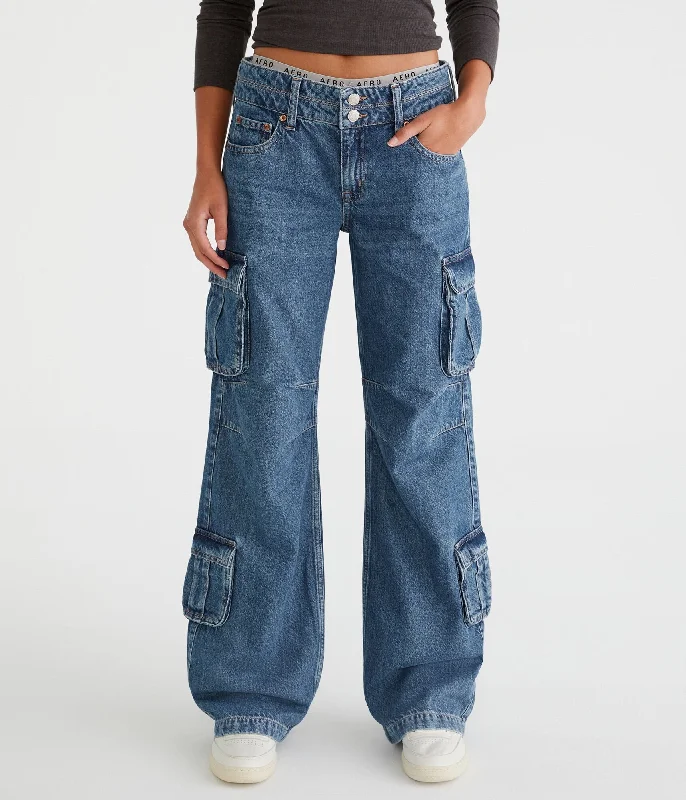 Aeropostale Low-Rise Baggy Wide Leg Cargo Jean