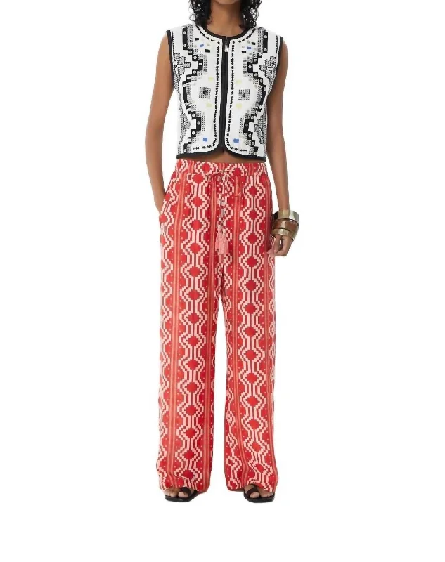 Ayacucho Africa Pants In Ethnic Red