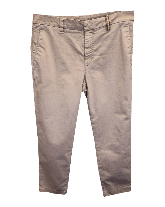 Brunello Cucinelli Capri Pants in Beige Cotton