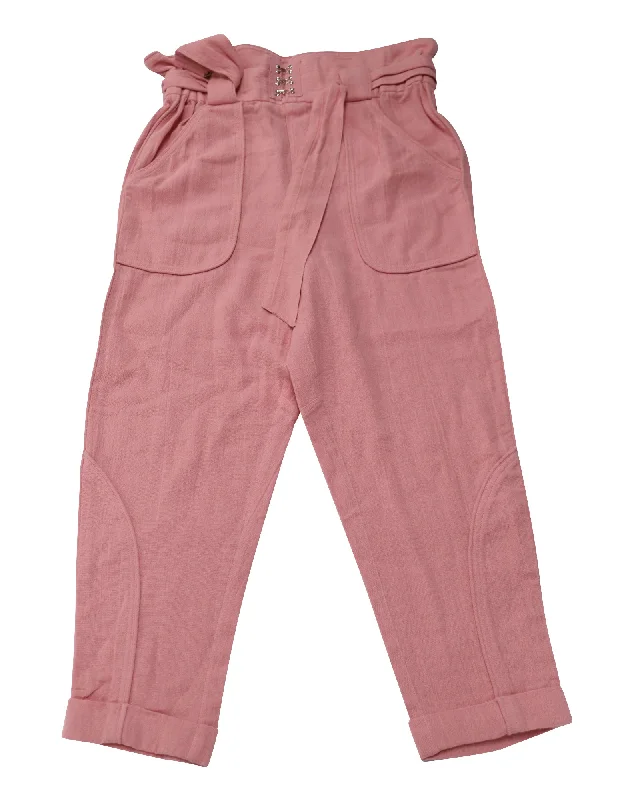 IRO High Waisted Pants in Pink Cotton