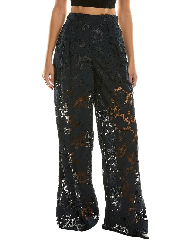 Oscar de la Renta Botanical Silk-Lined Wide Leg Pant