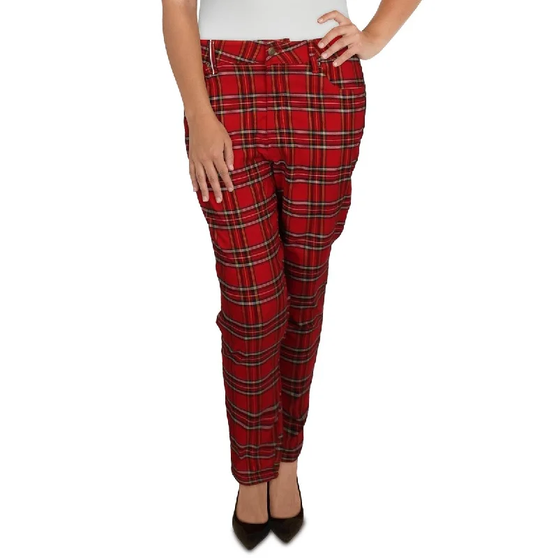 Plus Womens Plaid Stretch Skinny Pants