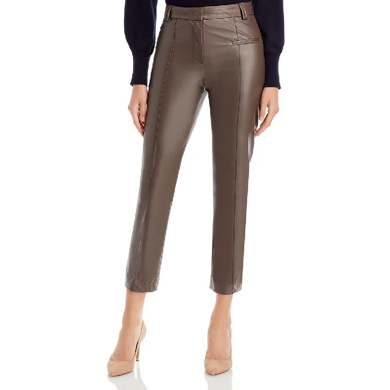 Womens Faux Leather Ankle Skinny Pants